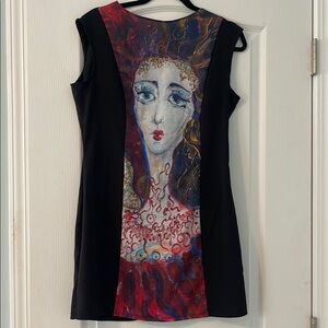 Black  Sleeveless Graphic Tunic Dress